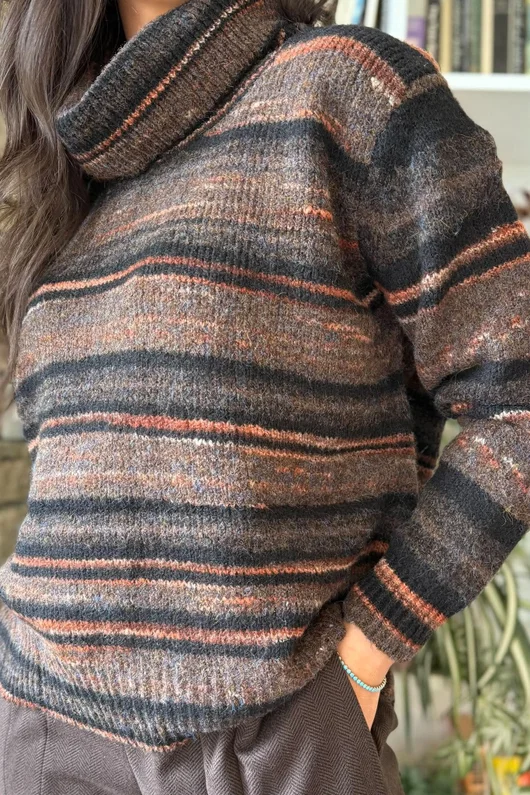 Braemar Stripey Knit Chocolate